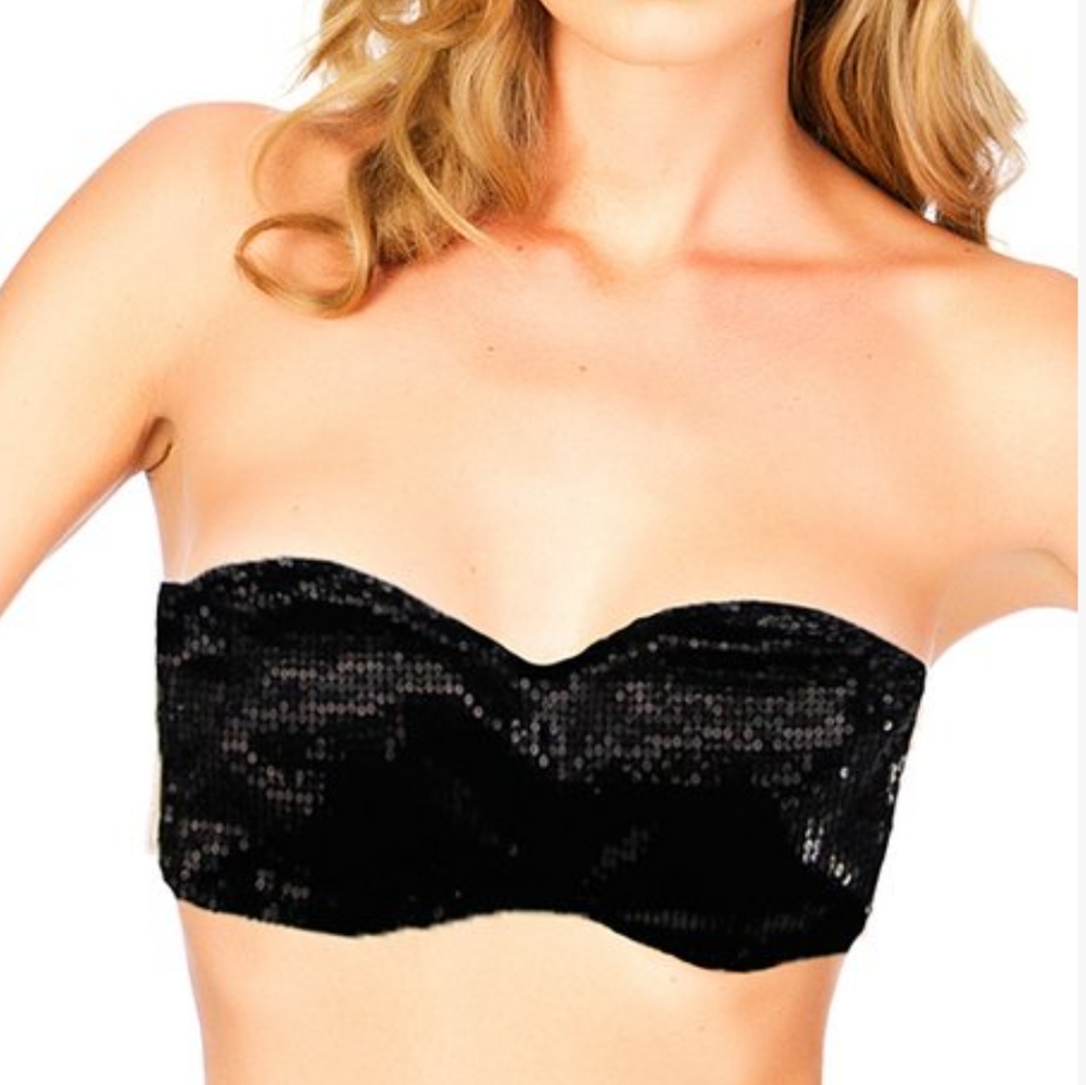 Black Sequin Wireless Strapless Bra - image 4